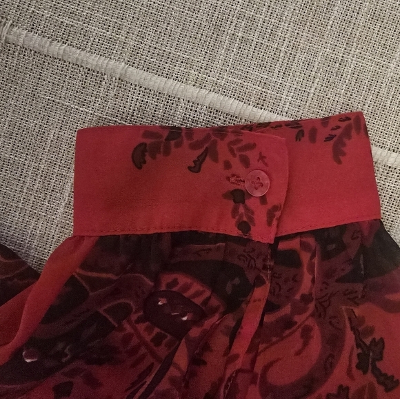 Lane Bryant 22/24 Beaded Red Paisley Dolman Sleeve Chiffon Blouse - Picture 5 of 8